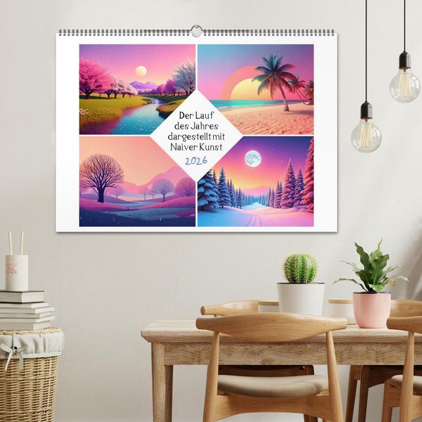Produktbild: Der Lauf des Jahres dargestellt mit Naiver Kunst (Wandkalender 2026 DIN A2 quer), CALVENDO Monatskalender