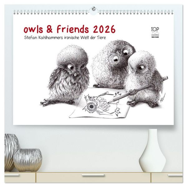 Produktbild: owls & friends 2026 (hochwertiger Premium Wandkalender 2026 DIN A2 quer), Kunstdruck in Hochglanz