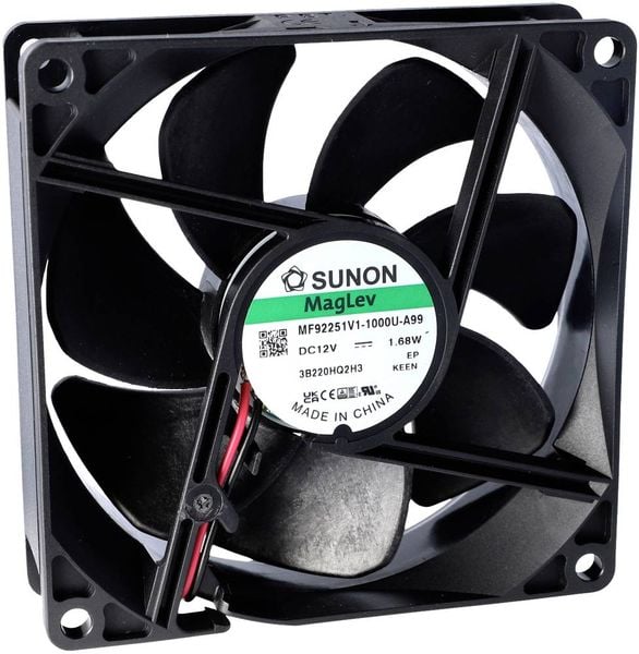 Produktbild: Sunon EE92251S2-1000U-999 Axiall&uuml;fter 12 V/DC 76.43 m&sup3;/h (L x B x H) 25 x 92 x 92mm