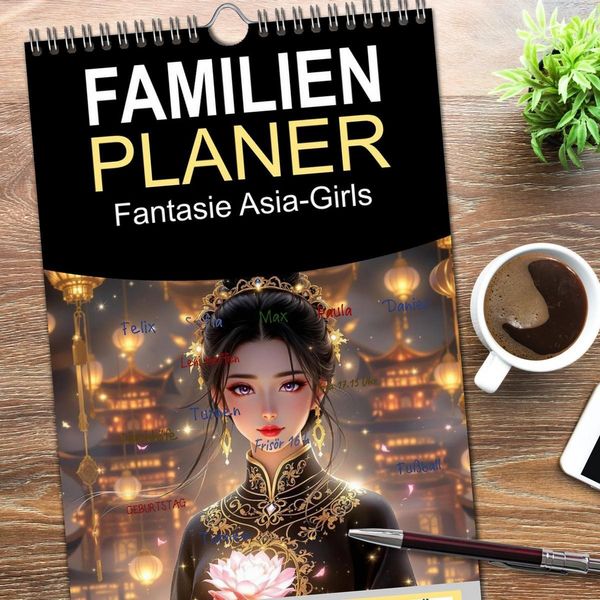 Produktbild: Familienplaner 2026 - Fantasie Asia-Girls mit 5 Spalten (Wandkalender, 21 x 45 cm) CALVENDO