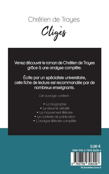 Produktbild: Clig&egrave;s de Chr&eacute;tien de Troyes (fiche de lecture et analyse compl&egrave;te de l'oeuvre)