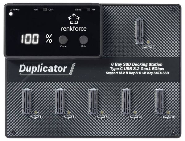 Produktbild: Renkforce RF-6BDS-350 5fach Festplatten-Kopierstation M.2 SATA 6 Gb/s, USB-C&reg;