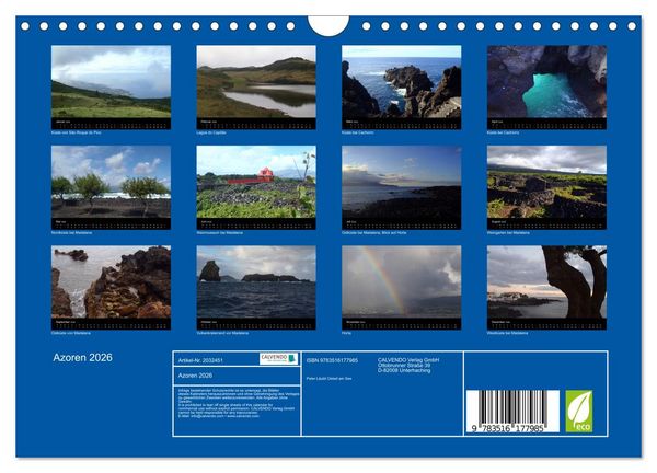 Produktbild: Azoren 2026 (Wandkalender 2026 DIN A4 quer), CALVENDO Monatskalender