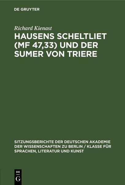 Produktbild: Hausens Scheltliet (MF 47,33) und der Sumer von Triere