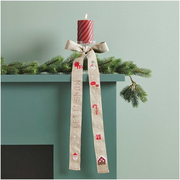 Produktbild: Stickpackung Gez&auml;hlter Kreuzstich, Schleife Let it Snow, 4x