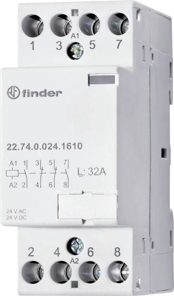 Produktbild: Finder 22.74.0.024.1310 Sch&uuml;tz 4 Schlie&szlig;er 24 V/DC, 24 V/AC 32A 1St.