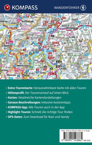 Produktbild: KOMPASS Wanderf&uuml;hrer Comer See, 50 Touren mit Extra-Tourenkarte