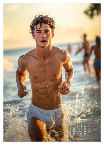 Produktbild: SEXY M&Auml;NNER - Nackte Haut am Strand (hochwertiger Premium Wandkalender 2026 DIN A2 hoch), Kunstdruck in Hochglanz