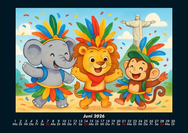 Produktbild: Raffi, Buschi & Milo - Drei Freunde auf Weltreise 2026 Fotokalender DIN A4