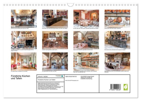 Produktbild: F&uuml;rstliche K&uuml;chen und Tafeln (Wandkalender 2026 DIN A3 quer), CALVENDO Monatskalender