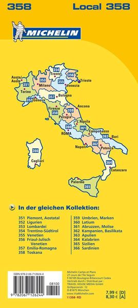 Michelin Lokalkarte Toskana 1 : 200 000