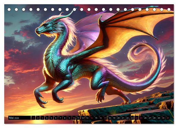Produktbild: Pr&auml;chtige Drachen, gut oder b&ouml;se? (Tischkalender 2026 DIN A5 quer), CALVENDO Monatskalender