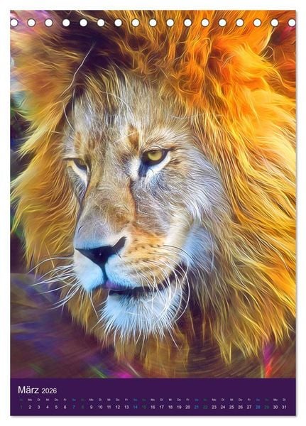 Produktbild: Raubkatzen - Artwork (Tischkalender 2026 DIN A5 hoch), CALVENDO Monatskalender
