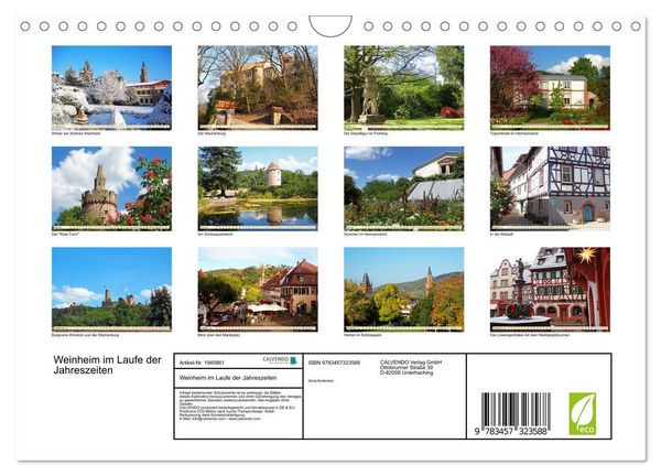 Produktbild: Weinheim im Laufe der Jahreszeiten (Wandkalender 2026 DIN A4 quer), CALVENDO Monatskalender