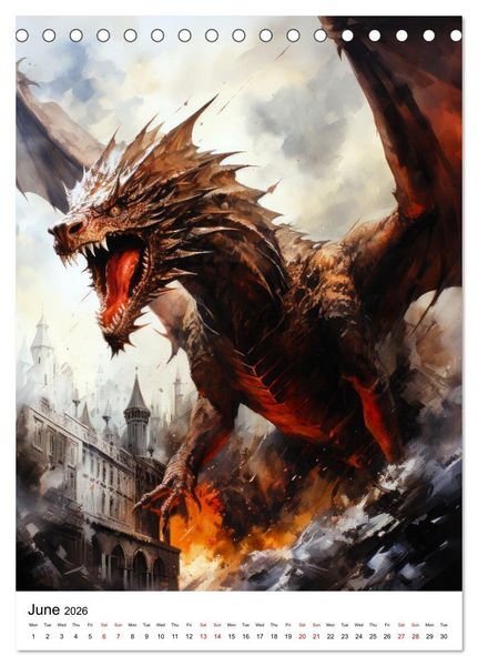 Produktbild: Medieval Drakes (Desk Calendar 2026 DIN A5 portrait), CALVENDO 12 Month DeskCalendar