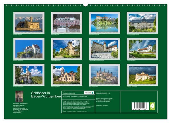 Produktbild: Schl&ouml;sser in Baden-W&uuml;rttemberg (hochwertiger Premium Wandkalender 2027 DIN A2 quer), Kunstdruck in Hochglanz