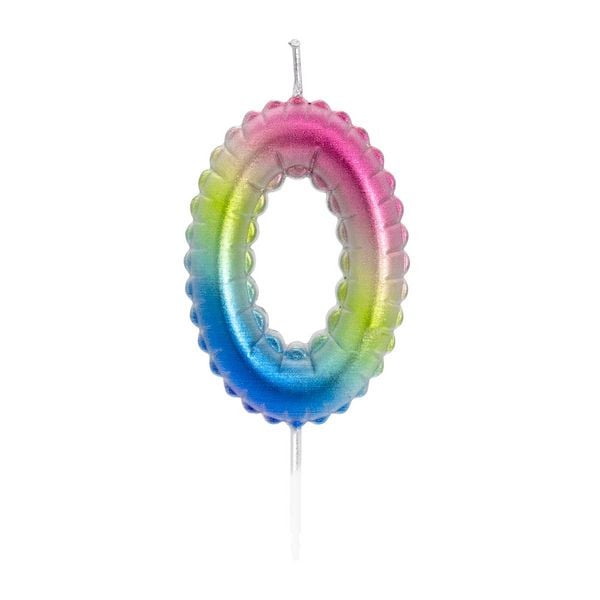 Produktbild: Idena Zahlenkerze 0 Regenbogen metallic