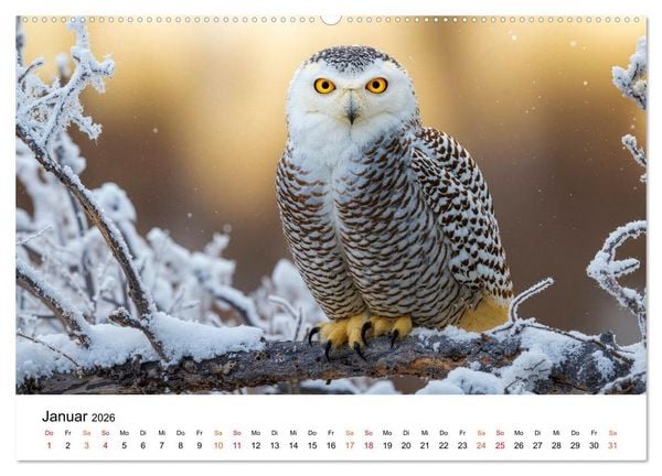 Produktbild: Eulen - Augen der Wildnis (hochwertiger Premium Wandkalender 2026 DIN A2 quer), Kunstdruck in Hochglanz