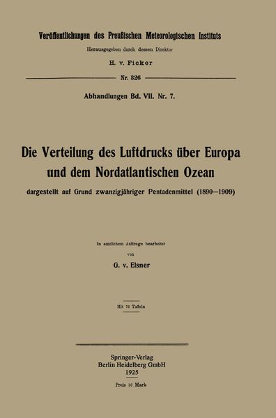 Produktbild: Die Verteilung des Luftdrucks &uuml;ber Europa und dem Nordatlantischen Ozean