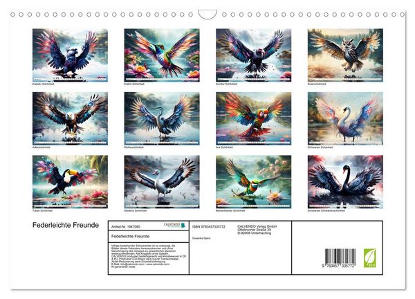 Produktbild: Federleichte Freunde (Wandkalender 2026 DIN A3 quer), CALVENDO Monatskalender