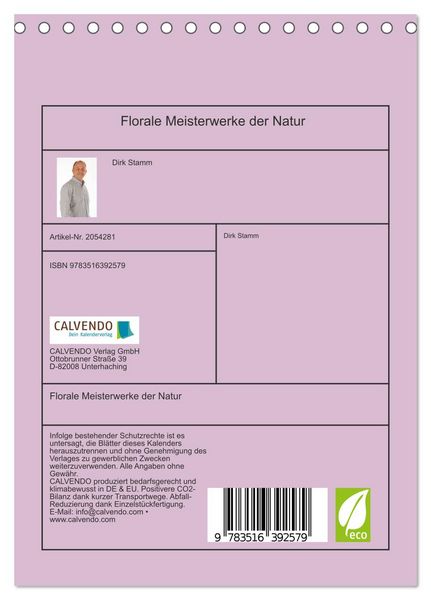 Produktbild: Florale Meisterwerke der Natur (Tischkalender 2026 DIN A5 hoch), CALVENDO Monatskalender