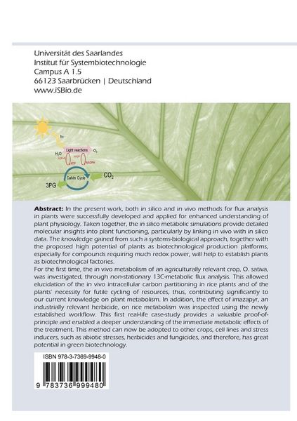 Produktbild: Whole plant in vivo and in silico metabolic flux analysis: towards biotechnological application