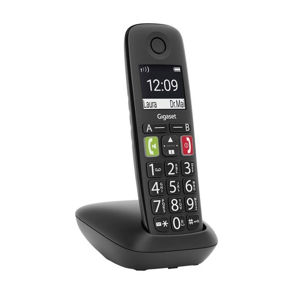 Produktbild: Gigaset E290 DECT/GAP Schnurloses Telefon analog f&uuml;r H&ouml;rger&auml;te kompatibel, Freisprechen, Babyphone Schwarz