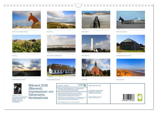 Produktbild: Bl&aring;vand 2026 (Blavand). Impressionen von D&auml;nemarks Nordseek&uuml;ste (Wandkalender 2026 DIN A3 quer), CALVENDO Monatskalender