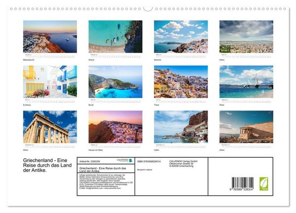 Produktbild: Griechenland - Eine Reise durch das Land der Antike. (Wandkalender 2027 DIN A2 quer), CALVENDO Monatskalender