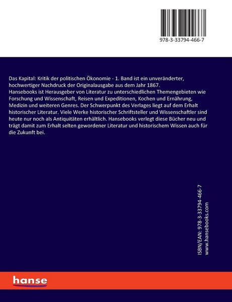 Produktbild: Das Kapital: Kritik der politischen &Ouml;konomie
