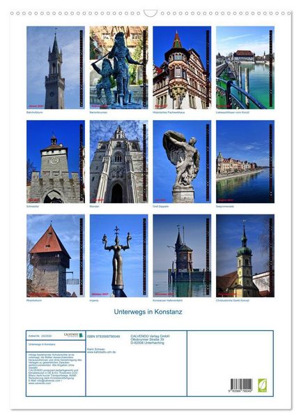 Produktbild: Unterwegs in Konstanz (Wandkalender 2027 DIN A2 hoch), CALVENDO Monatskalender
