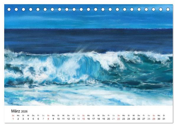 Produktbild: Das Meer in Pastellkreide (Tischkalender 2026 DIN A5 quer), CALVENDO Monatskalender