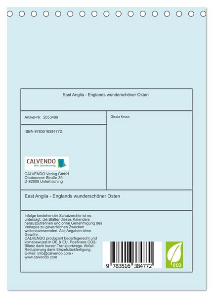 Produktbild: East Anglia - Englands wundersch&ouml;ner Osten (Tischkalender 2026 DIN A5 hoch), CALVENDO Monatskalender