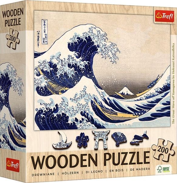 Produktbild: Holz Puzzle 200 - Die Gro&szlig;e Welle in Kanagawa / Hokusai Katsushika