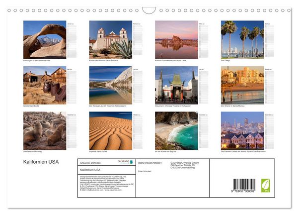 Produktbild: Kalifornien USA (Wandkalender 2026 DIN A3 quer), CALVENDO Monatskalender