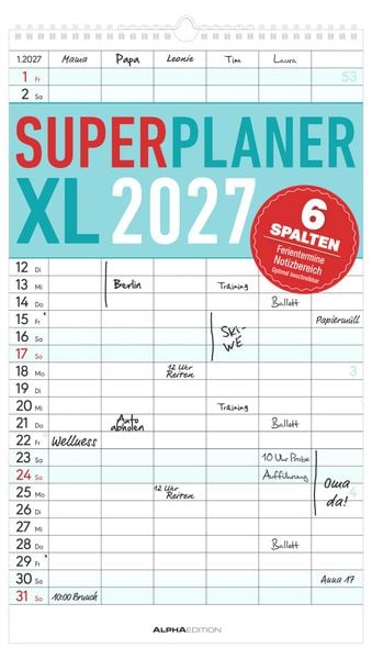 Produktbild: Superplaner XL 6 Spalten 2027