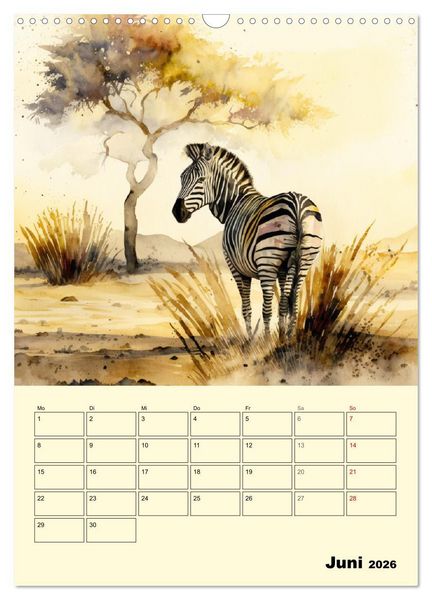 Produktbild: Sch&ouml;ne Aquarelle. Darstellungen von Afrikas Wildtieren (Wandkalender 2026 DIN A3 hoch), CALVENDO Monatskalender