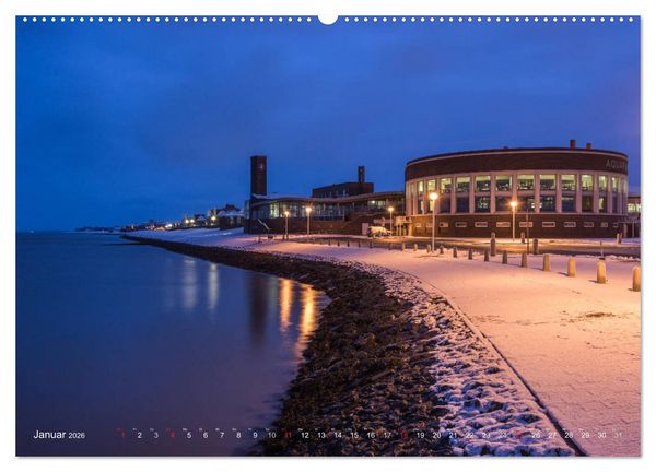 Produktbild: Nachts in Wilhelmshaven Edition mit maritimen Motiven (Wandkalender 2026 DIN A2 quer), CALVENDO Monatskalender
