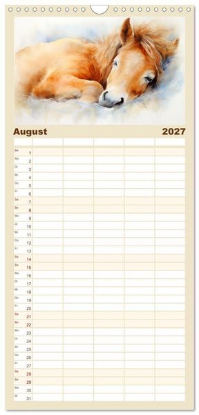 Produktbild: Familienplaner 2027 - Kraftpakete in Aquarell mit 5 Spalten (Wandkalender, 21 x 45 cm) CALVENDO