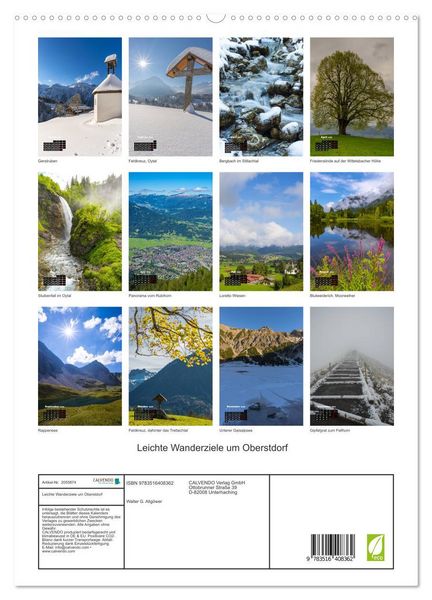 Produktbild: Leichte Wanderziele um Oberstdorf (hochwertiger Premium Wandkalender 2026 DIN A2 hoch), Kunstdruck in Hochglanz