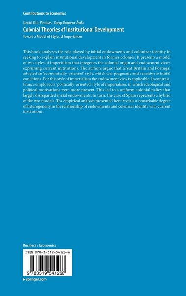 Produktbild: Colonial Theories of Institutional Development