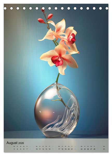 Produktbild: Blumenpracht in edlen Vasen (Tischkalender 2026 DIN A5 hoch), CALVENDO Monatskalender