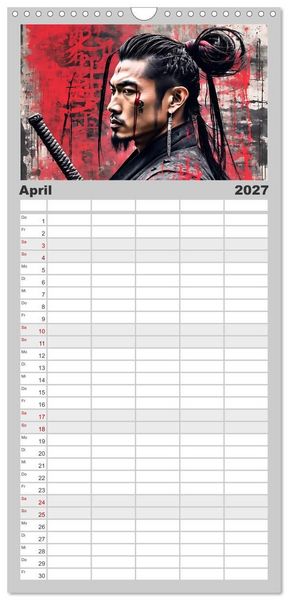 Produktbild: Familienplaner 2027 - Samurai - Asian Spirit mit 5 Spalten (Wandkalender, 21 x 45 cm) CALVENDO