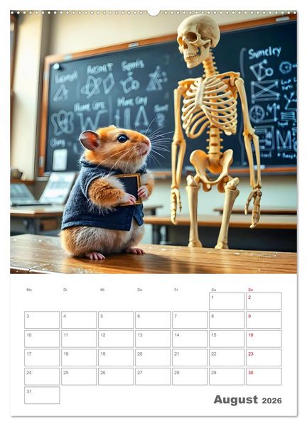 Produktbild: School Hamster - Eifrige KI Hamster pr&auml;sentieren ihre Hamsterschule (hochwertiger Premium Wandkalender 2026 DIN A2 hoch), Kunstdruck in Hochglanz