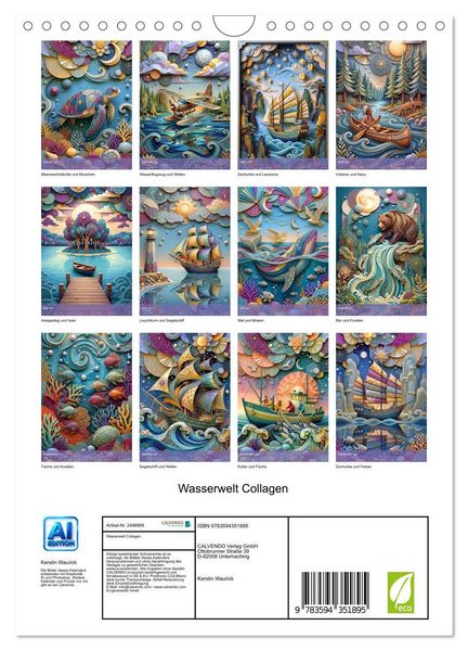 Produktbild: Wasserwelt Collagen (Wandkalender 2027 DIN A4 hoch), CALVENDO Monatskalender