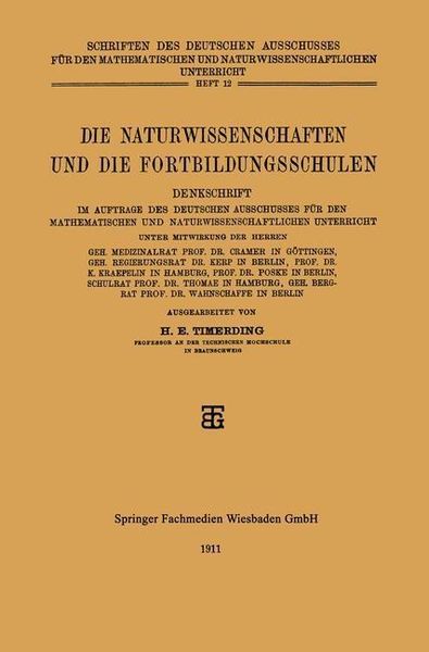 Produktbild: Die Naturwissenschaften und die Fortbildungsschulen