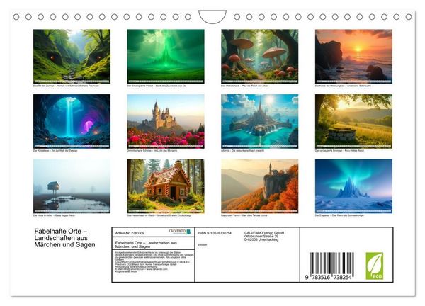 Produktbild: Fabelhafte Orte &ndash; Landschaften aus M&auml;rchen und Sagen (Wandkalender 2026 DIN A4 quer), CALVENDO Monatskalender