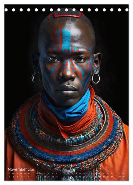 Produktbild: Inspiriert von den Massai, den stolzen Kriegern Afrikas (Tischkalender 2026 DIN A5 hoch), CALVENDO Monatskalender