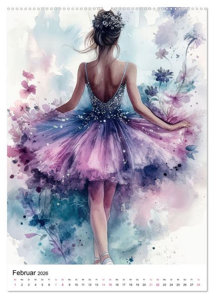 Produktbild: Ballerinas in Aquarell (hochwertiger Premium Wandkalender 2026 DIN A2 hoch), Kunstdruck in Hochglanz