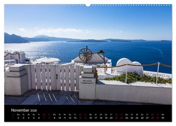 Produktbild: Santorini - K&ouml;nigin der Kykladen (hochwertiger Premium Wandkalender 2026 DIN A2 quer), Kunstdruck in Hochglanz